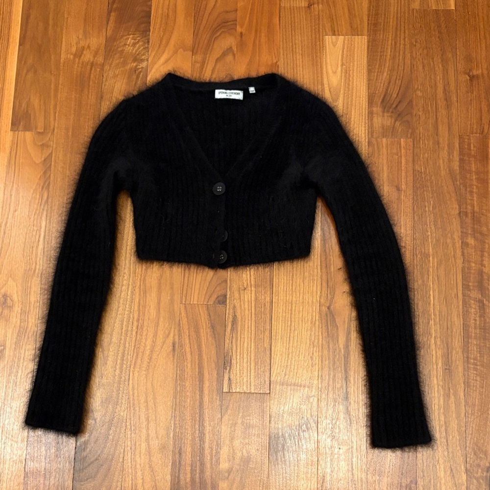 Opening Ceremony Black Fuzzy Cardigan